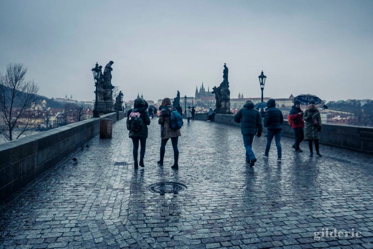 Le Pont Charles sous la pluie (Prague)