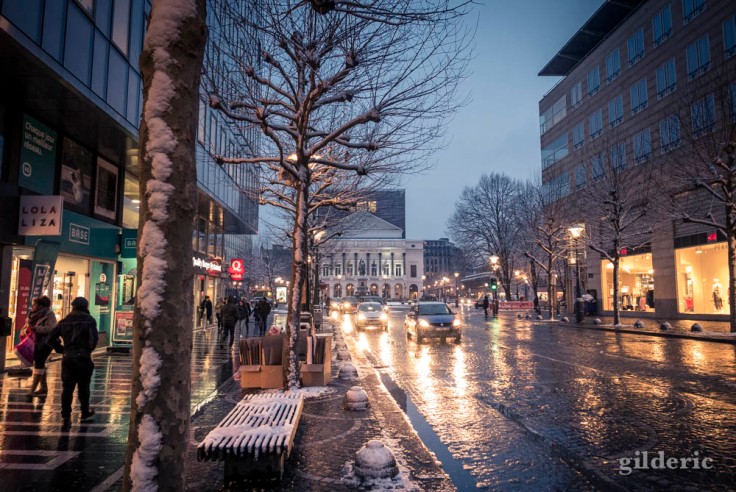 Neige fondante dans le centre de Liège