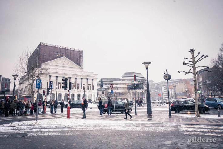 Il neige sur le Théâtre Royal (Opéra) de Liège