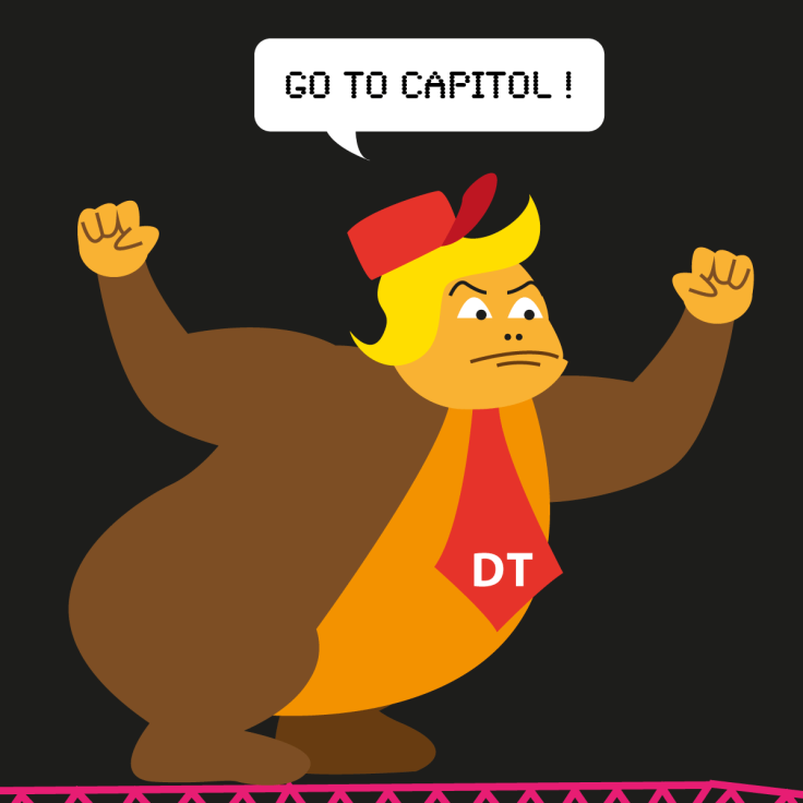 Donald Trump alias Donkey Kong (illustration vectorielle flat design)