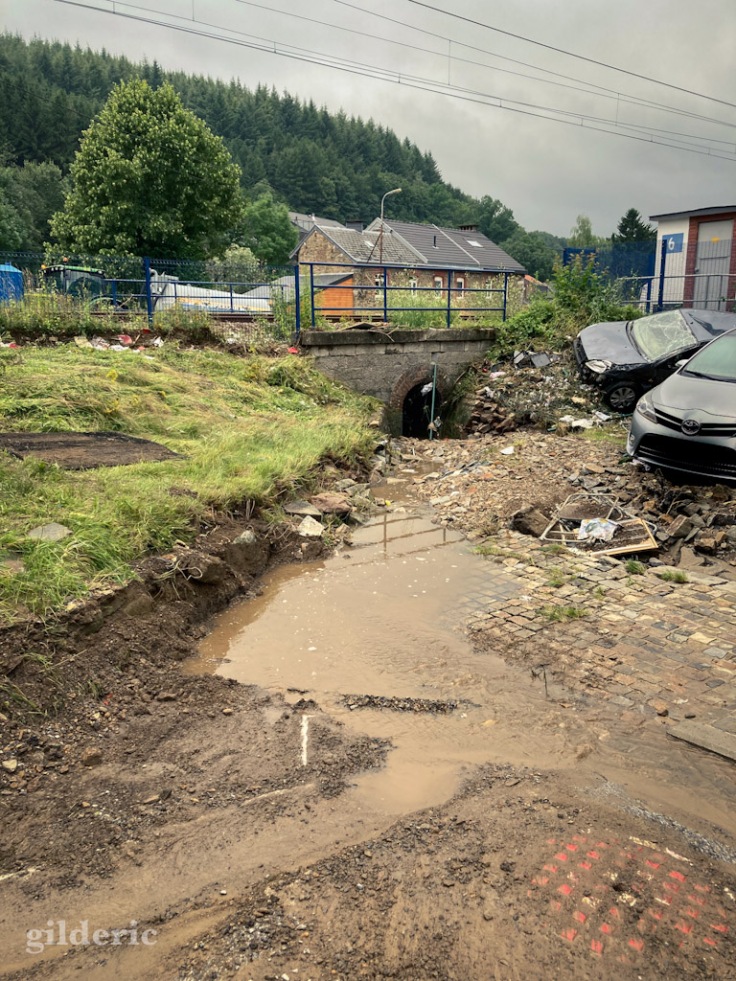Dégâts des inondations à Theux (province de Liège, Belgique)